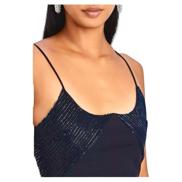 CUSHNIE Embellished Beaded Neckline Bodice Bodycon Cocktail Pencil Midi Dress - Picture 8 of 16